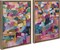 Applause Framed Canvas Wall Art Set by Leah Nadeau, Set of 2, 18x24 Gold, Decorative Colorful Abstract Art Print for Wall